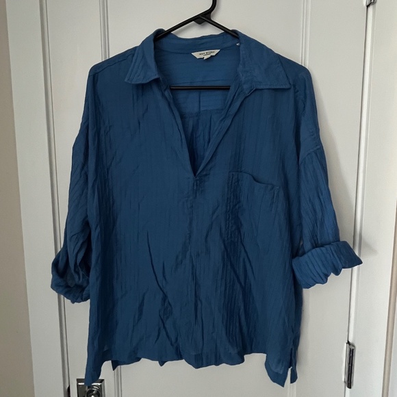 MAX STUDIO Blue Tab Sleeve Shirt - Size L - Picture 1 of 3